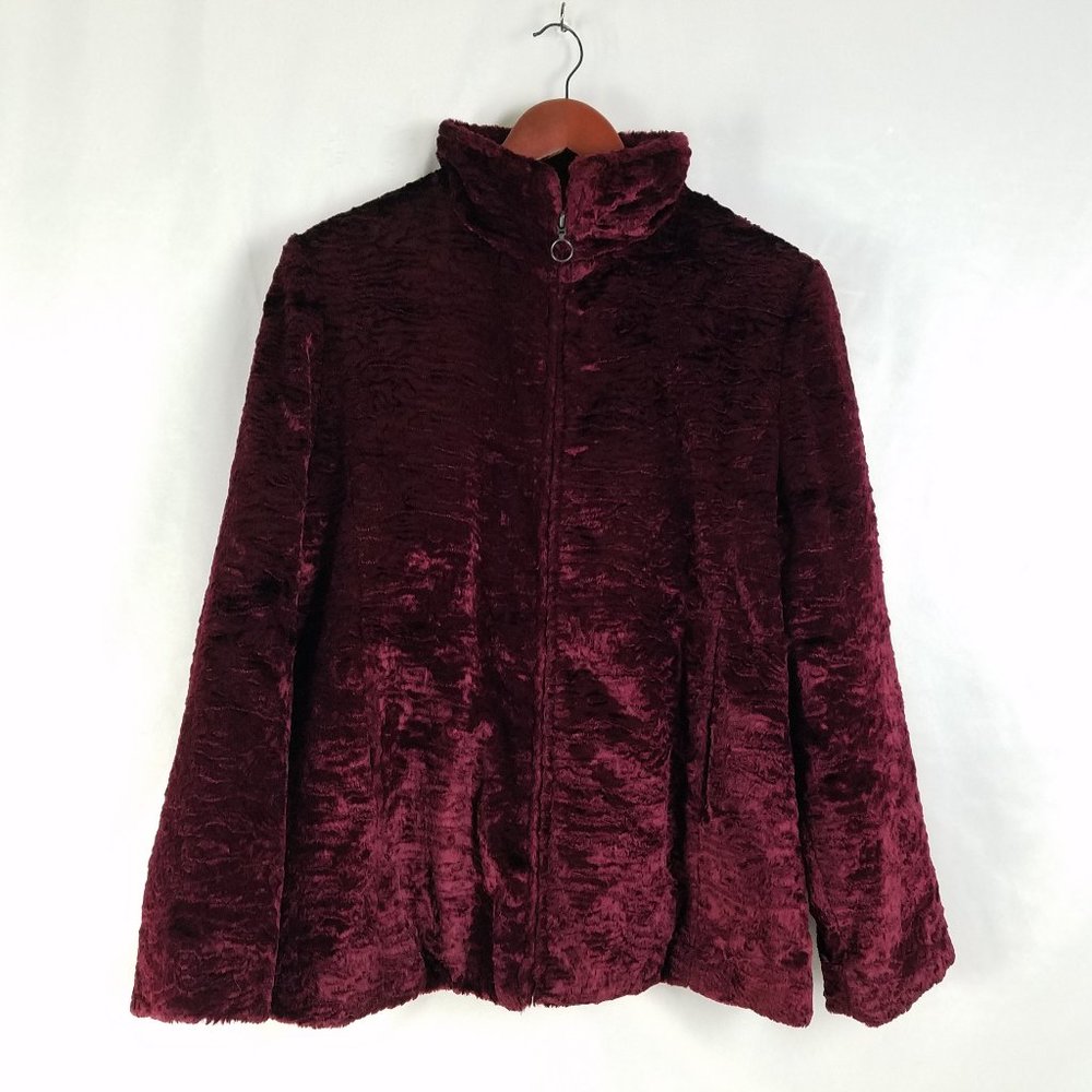 Weatherproof Brand‎ Jacket Womens Large Crimson Velvet Full Zip Long Sleeve